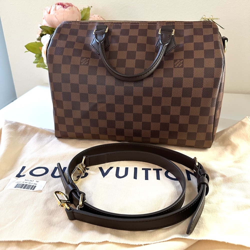 SOLD Louis Vuitton Speedy 30 Bandouliere Damier Ebene 100% Authentic CLASSIC Bag